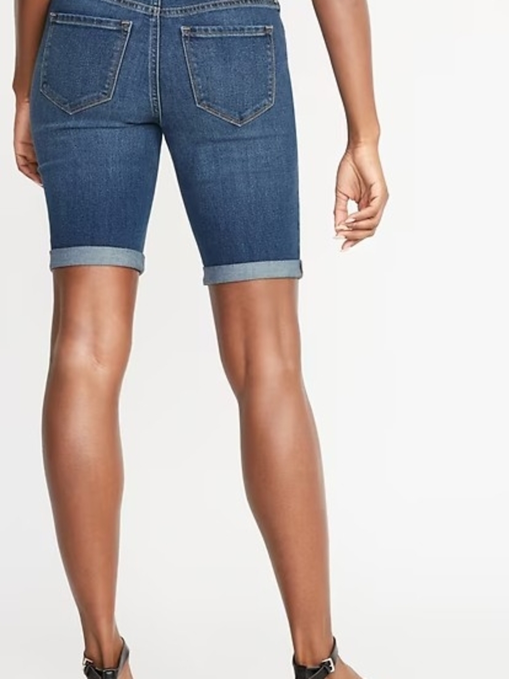 Old Navy Dark Blue Rinse Rolled-Cuff Denim Bermuda Shorts Misses Size 10 - Picture 2 of 8